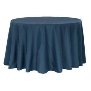 Navy Blue Round Tablecloth 108″