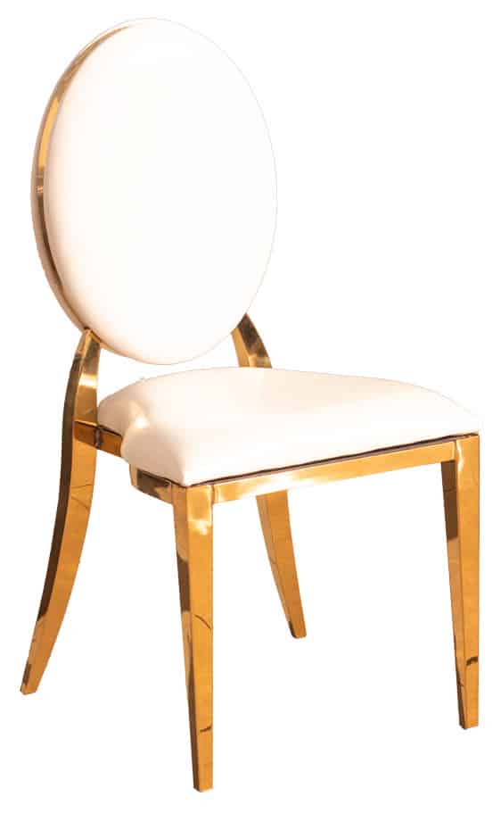 Gold Oracle Chair White Vinyl Leather Full