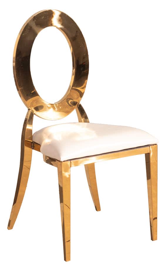 Gold Oracle Chair White Vinyl Leather
